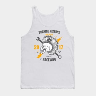 burning pistons skull classic raceway Tank Top